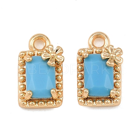 Brass Pave Deep Sky Blue Cubic Zirconia Charms CU-CBA804C-19G-1