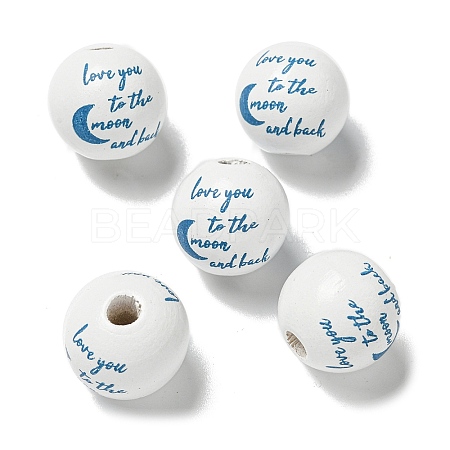 Printed Wood European Beads WOOD-G022-20E-1