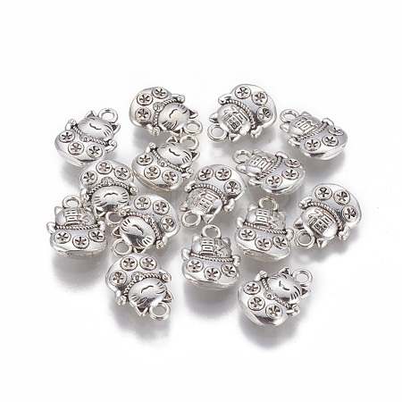 Tibetan Style Zinc Alloy Lucky Kitten Charms X-PALLOY-ZN63199-AS-1