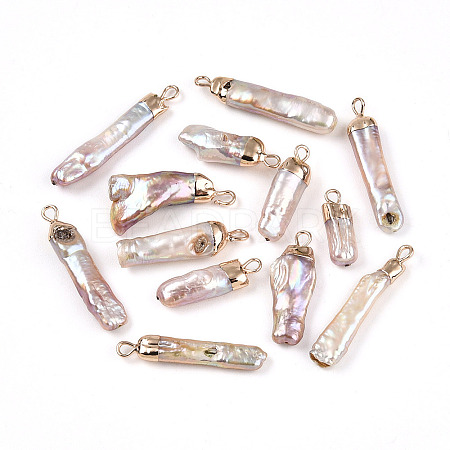 Electroplated Natural Keshi Pearl Pendants PEAR-S012-83-1