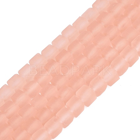 Transparent Frosted Glass Beads Strands GLAA-N072-01A-A04-1