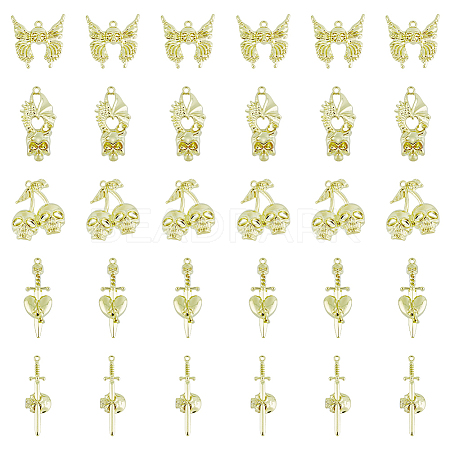 40Pcs 5 Style Alloy Pendants FIND-DC0003-17-1