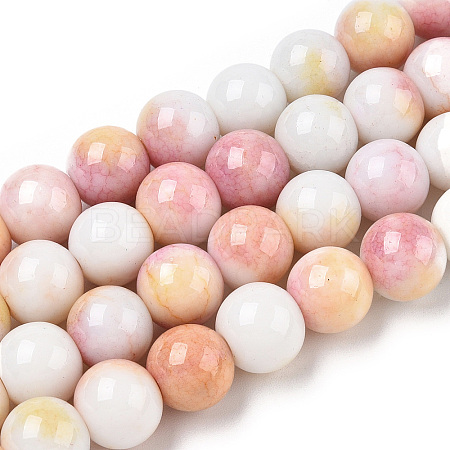 Ombre Effect Dyed Crackle Glass Round Beads Strands GLAA-T031-10mm-01Q-1