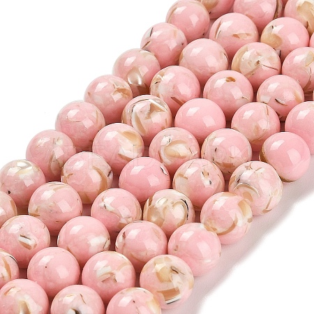Assembled Synthetic Stone and Trochus Shell Beads Strands G-B128-08C-03-1