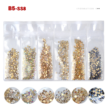 Glass Rhinestone Flat Back Cabochons MRMJ-T009-034B-SS8-1