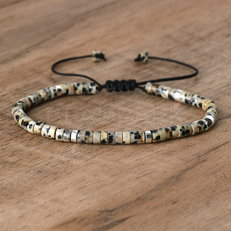 Natural Dalmatian Jasper Beaded Braided Bracelets QH4784-23-1