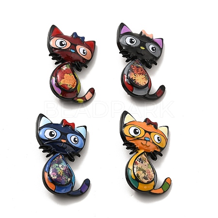 Cat with Glasses Enamel Pin JEWB-P013-04EB-1