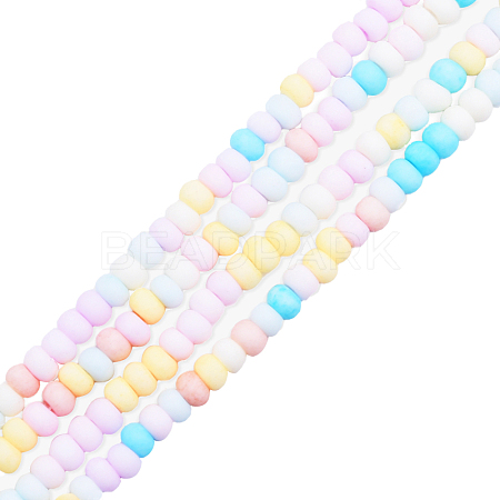 Opaque Spray Painted Glass Bead Strands GLAA-N047-07-08-1