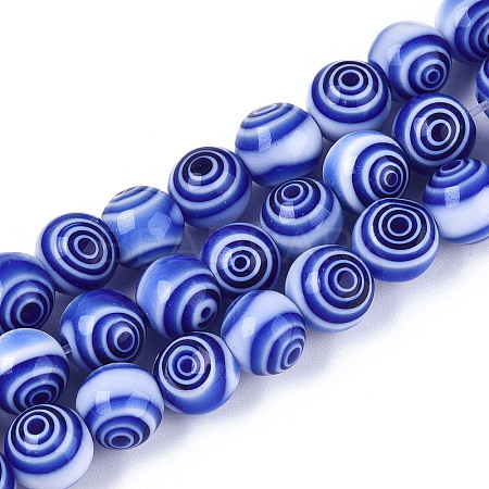 Handmade Millefiori Glass Round Beads Strands LK-R004-93A-1