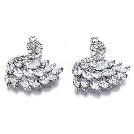 Brass Micro Pave Clear Cubic Zirconia Pendants ZIRC-S069-031P-1