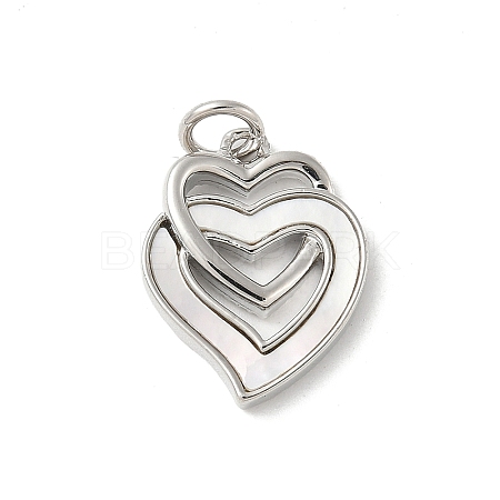 Brass Pave Natural White Shell Pendants KK-S522-08C-P-1