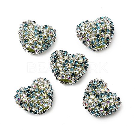 Sparkling Acrylic Heart Beads with Rhinestone Embellishment OACR-NH0001-02A-03-1