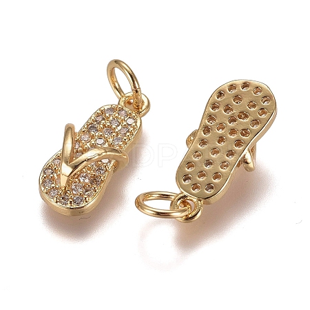 Brass Micro Pave Clear Cubic Zirconia Charms ZIRC-G153-28G-1