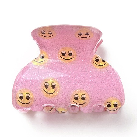 Smiling Face Pattern Acrylic Claw Hair Clips PHAR-G004-05-1