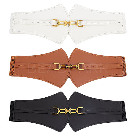 3Pcs 3 Colors Imitation Leather Elastic Corset Belts AJEW-GL0002-23-1