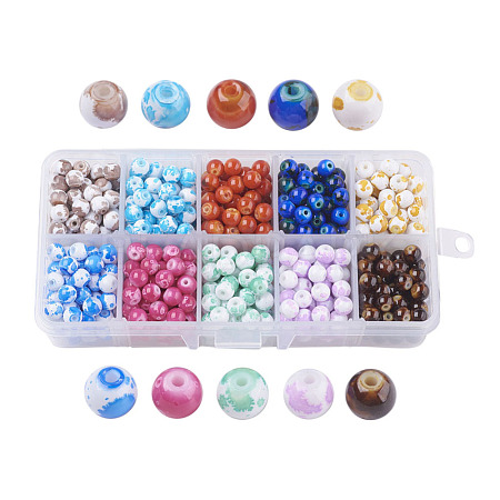 10 Colors Baking Painted Glass Beads DGLA-JP0001-05-6mm-1
