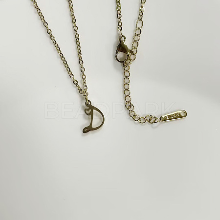304 Stainless Steel Letter Pendant Necklaces NJEW-WH0027-04D-G-NR-1