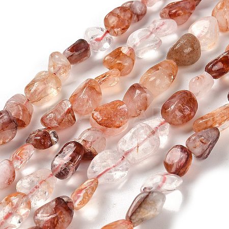 Natural Red Hematoid Quartz/Ferruginous Quartz Beads Strands G-P497-01E-54-1
