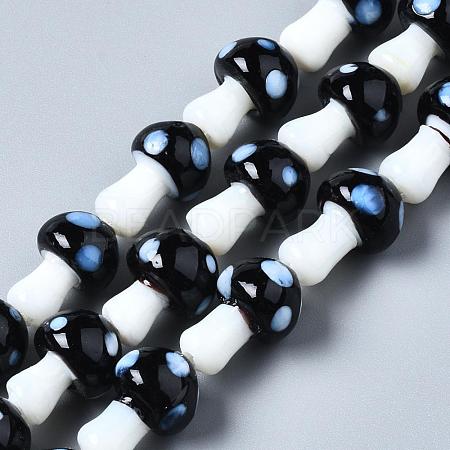 Mushroom Handmade Lampwork Beads Strands LAMP-R116-11-1