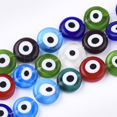 Handmade Evil Eye Lampwork Beads Strands LAMP-S191-02D-13-1