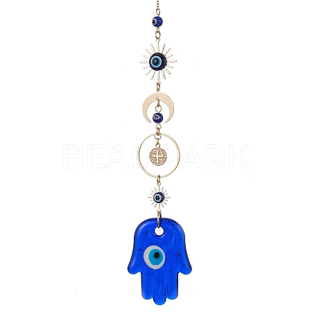 Blue Evil Eye Lampwork Pendant Decorations HJEW-JM01603-01-1