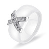 Cross Brass Micro Pave Clear Cubic Zirconia with Porcelain Finger Rings FS-WG0A171-05-1