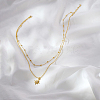 Stainless Steel Pave Clear Cubic Zirconia Star Pendant Double Layer Necklaces for Women's Daily Wear HB1579-2-1