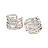 Rack Plating Brass Hollow Cuff Earrings with Cubic Zirconia EJEW-D069-07P-2