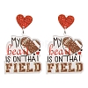 1Pair Leopard Print Heart Mother Sports Acrylic Dangle Stud Earrings EJEW-FS0001-22C-1