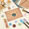 Brass Wax Seal Stamps with Wood Handle AJEW-WH0412-0249-4