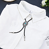 Adjustable Zinc Alloy Pave Synthetic Turquoise Oval Black PU Leather Cord Bolo Tie Lariat Necklaces NJEW-WH0035-04AS-5