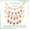4Pcs 4 Styles Alloy Enamel & Resin Fruit Red Strawberry Charm 304 Stainless Steel Bag Decorative Chains HJEW-PH02272-2