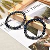 Natural Tiger Eye(Dyed) Beads Stretch Bracelets Set BJEW-JB06653-05-9