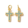 Brass Micro Pave Sky Blue Cubic Zirconia Charms CU-CBA9AB3-41G-1