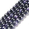 Electroplated Natural Fire Crackle Agate Round Beads Strands G-G0006-A02-05-2
