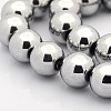 Round Non-magnetic Synthetic Hematite Beads Strands G-P061-66-10mm-1