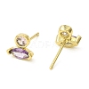 Real 18K Gold Plated Brass Horse Eye Stud Earrings EJEW-L270-19G-3