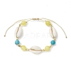 8mm Round Synthetic Turquoise & Natural Mashan Jade Braided Bead Bracelets BJEW-JB10376-1