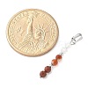 Faceted Round Natural Quartz Crystal & Carnelian & Red Jasper Beaded Pendants PALLOY-JF03529-01-4