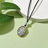 Oval with Flower Natural Green Aventurine Pendants Necklaces NJEW-JN04817-2