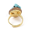 Adjustable Natural Turquoise Nugget Adjustable Ring with Rhinestone RJEW-A011-10G-4
