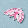 Breast Cancer Pink Awareness Ribbon Theme Alloy Enamel Pendants ENAM-A147-01F-2