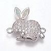 Brass Micro Pave Cubic Zirconia Bunny Links connectors KK-L161-04P-A-1