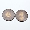 Wood Jewelry Findings Flat Round Coconut Pendants COCO-E001-10C-2
