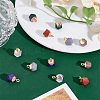 12Pcs 6 Styles Natural Ruby in Zoisite & Natural White Jade & Red Jasper & Grey Agate & Strawberry Quartz & Quartz Crystal Star Cut Round Charms G-HY0001-87-4