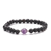 Natural Gemstone & Lava Rock Beaded Stretch Bracelet for Women BJEW-JB08462-4