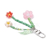 Cat Eye & Glass Seed Beaded Flower Pendant Decorations HJEW-TA00383-01-4