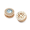 Brass Light Sky Blue Glass Flat Round Multi-Strand Links KK-B125-17G-3