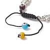 Colorful Lampwork Evil Eye & Glass & Alloy Braided Bead Bracelet for Women BJEW-JB09267-02-5
