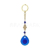 Heart/Hamsa Hand/Teardrop/Flat Round with Evil Eye Lampwork Pendant Keychain KEYC-JKC00439-3